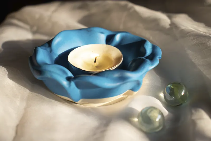 Blue Petal Tea Light Holder